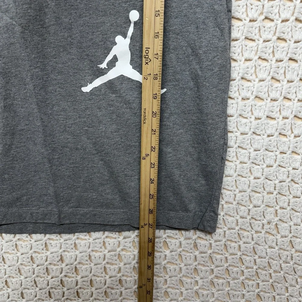 Air Jordan Shirt Mens Sz M Gray Shoulder Spellout Short Sleeve Basketball Cotton